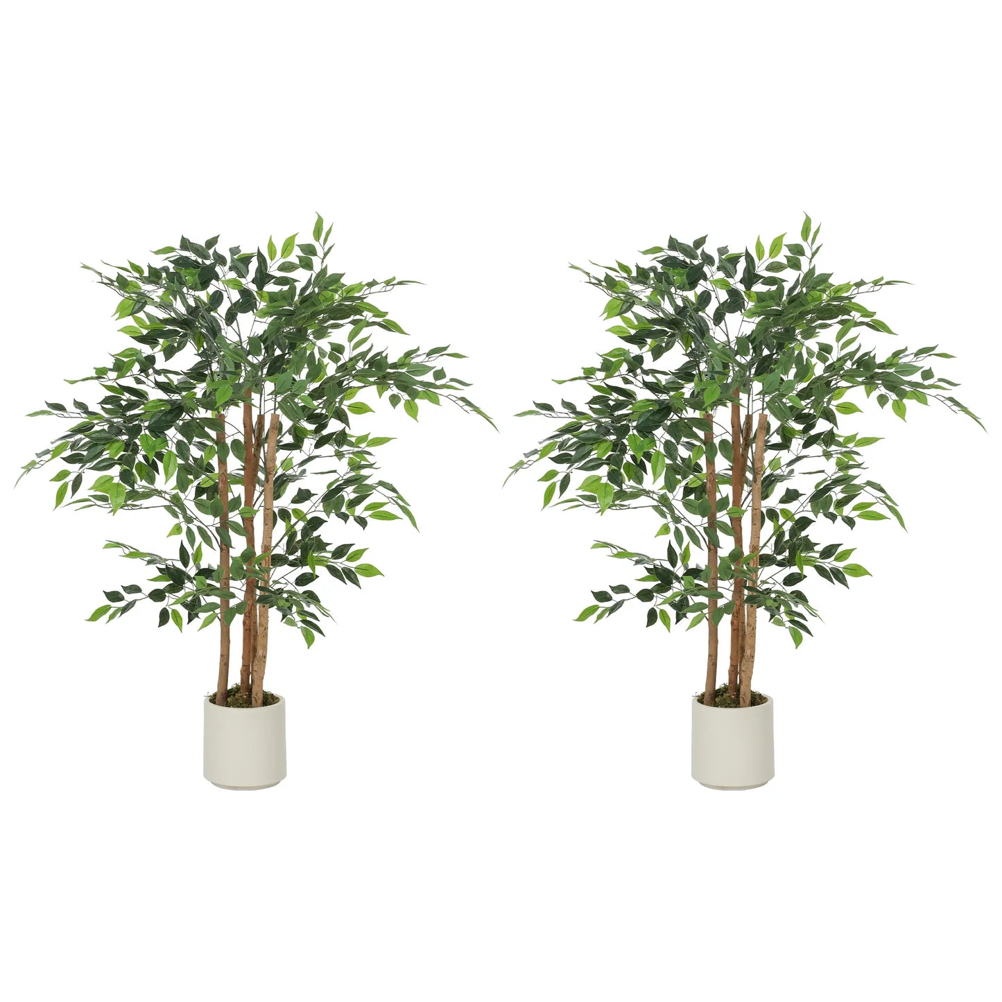 4FT Artificial Banyan Tree Set Of 2, Fake Potted Tree With Wood Trunk Artificial Trees at Gallery Canada