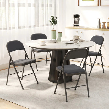 4 Pack Folding Chairs, Padded Seats, Velvet, Steel Frame, Dark Grey Dining Chairs at Gallery Canada