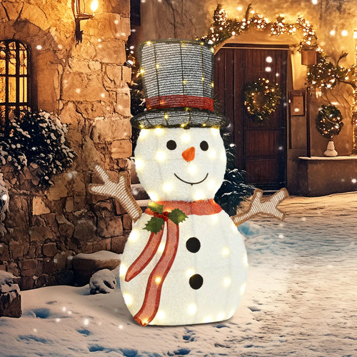 Lighted Snowman Yard Decoration, Indoor Outdoor, White