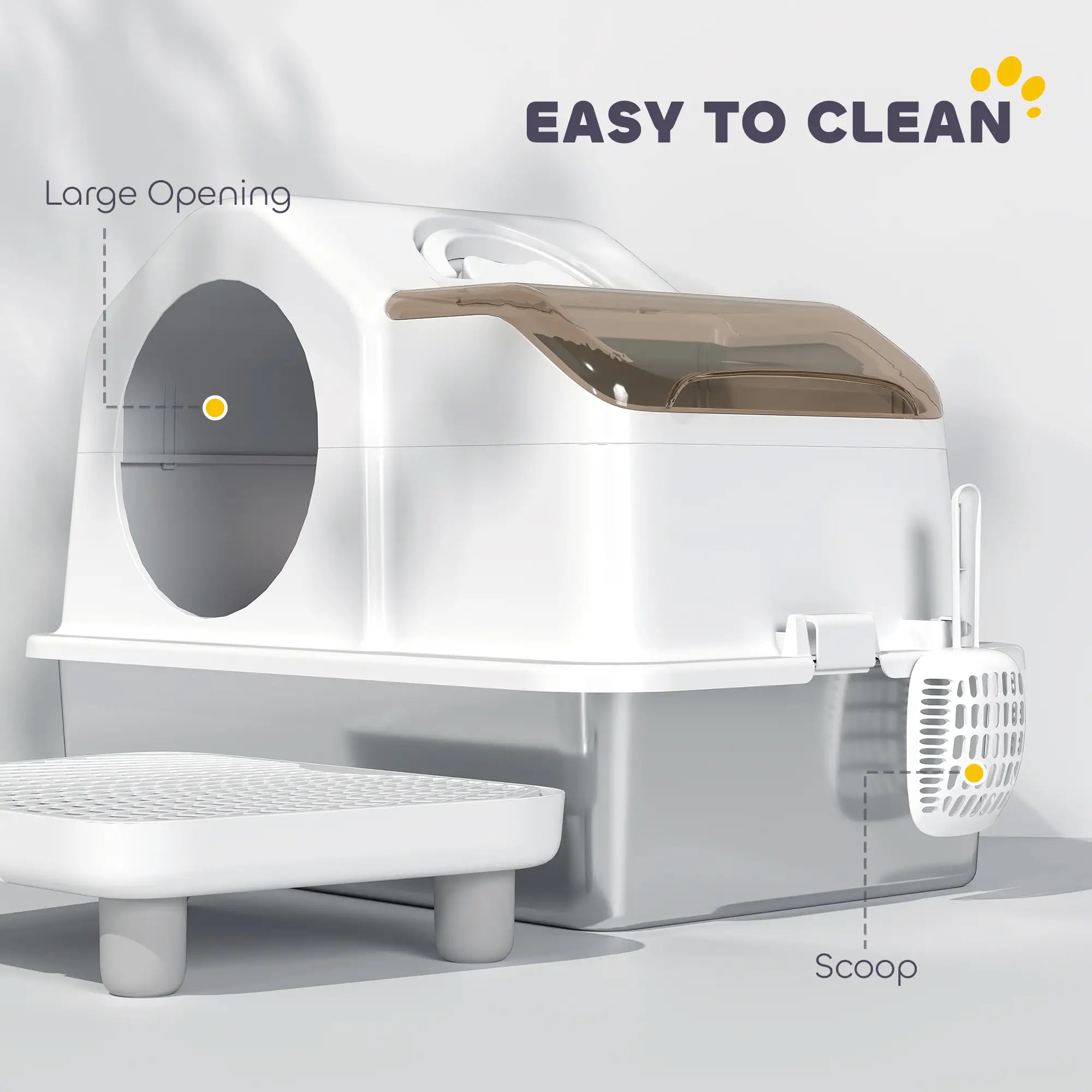 Extra Large Stainless Steel Cat Litter Box, High Sided, Removable Lid Cat Litter Box Enclosures at Gallery Canada