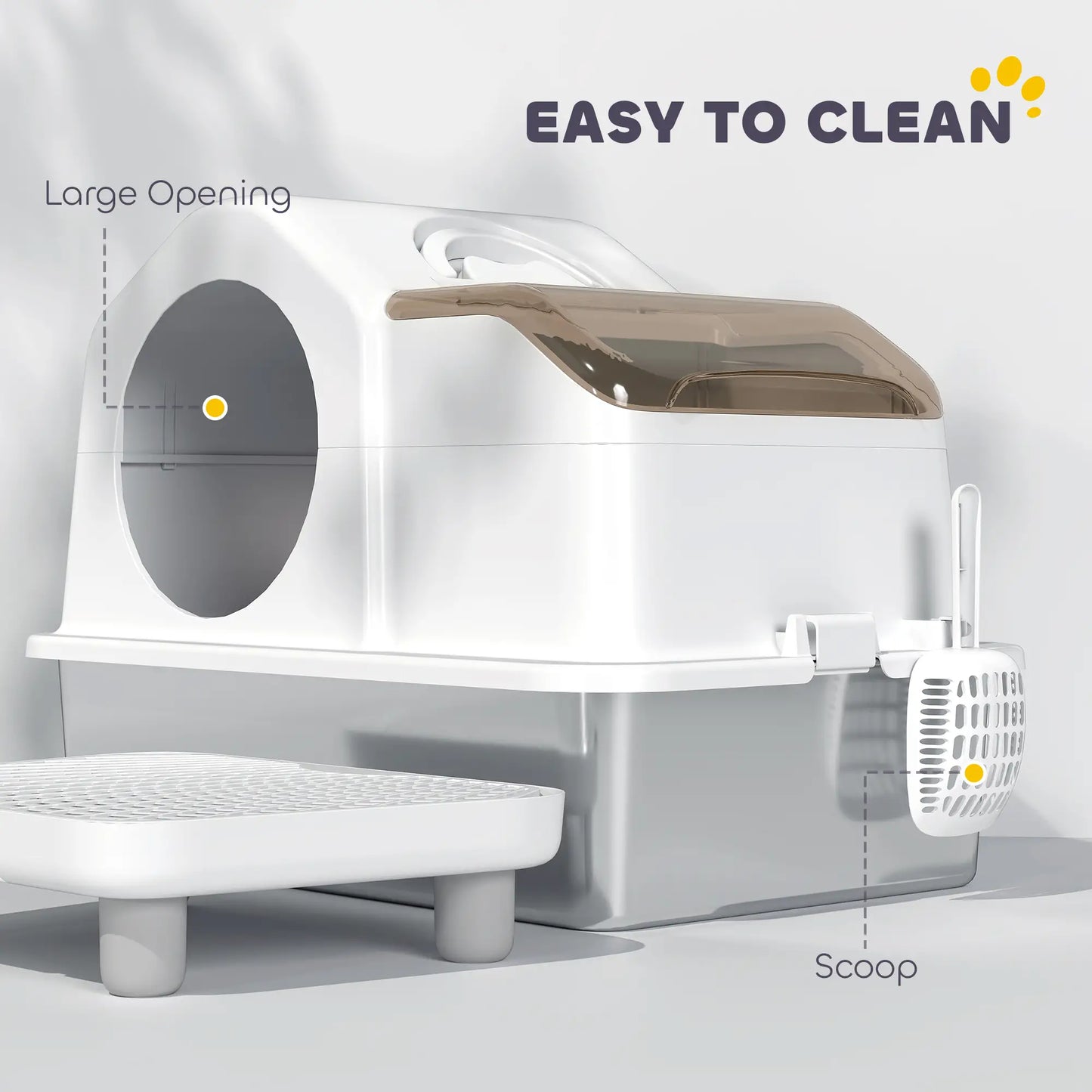 Extra Large Stainless Steel Cat Litter Box, High Sided, Removable Lid Cat Litter Box Enclosures at Gallery Canada