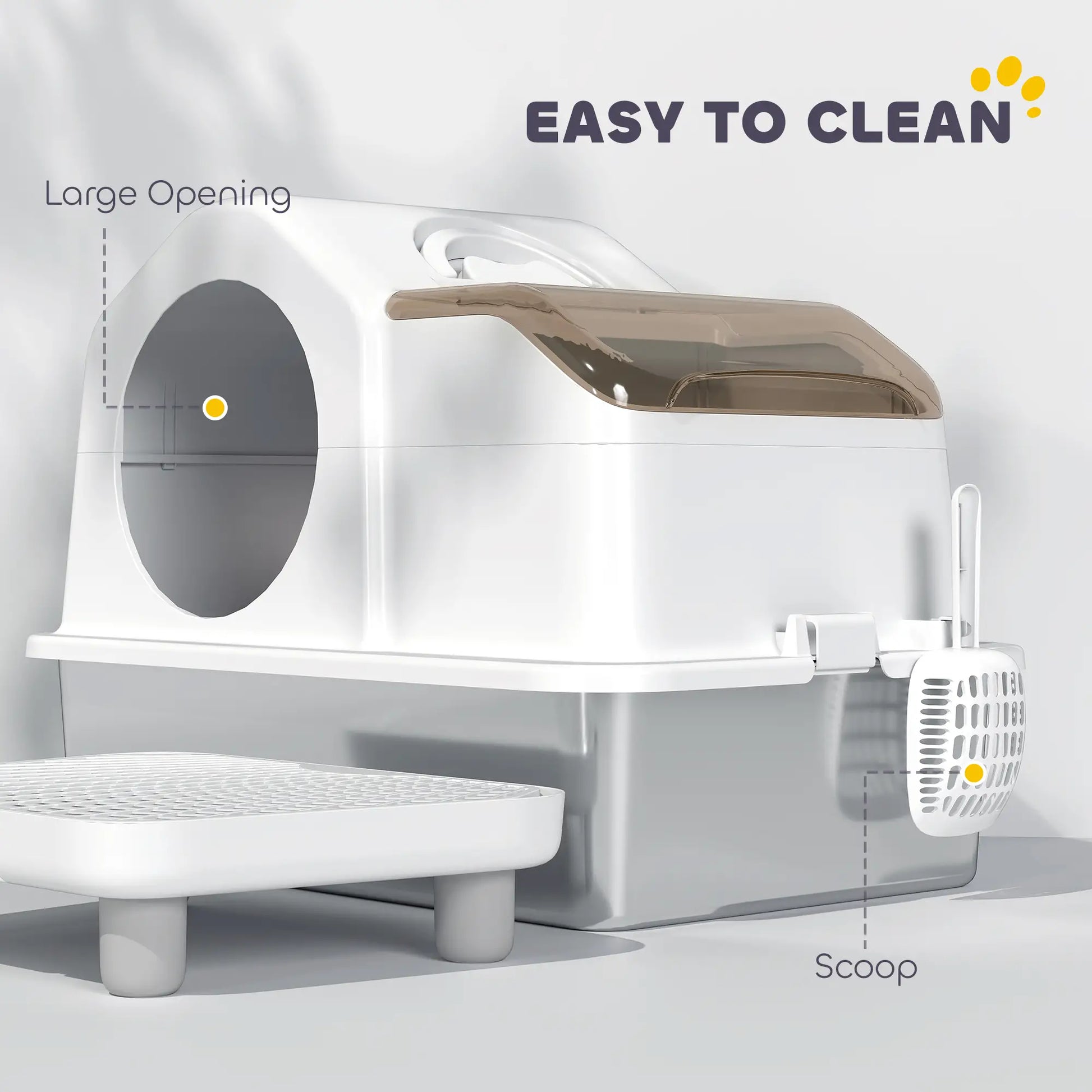 Extra Large Stainless Steel Cat Litter Box, High Sided, Removable Lid Cat Litter Box Enclosures at Gallery Canada