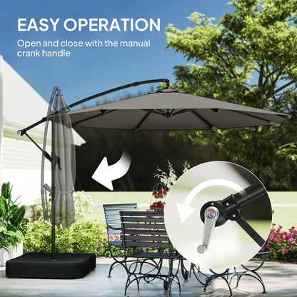 9.6 ft Offset Patio Umbrella, With Sandbag And 360° Rotation, Grey Offset Cantilever Umbrellas at Gallery Canada