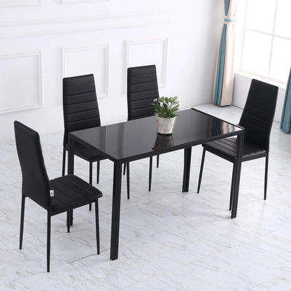 Rectangular Kitchen Table for 4, Tempered Glass Tabletop, Black Bar Tables & Dining Tables at Gallery Canada