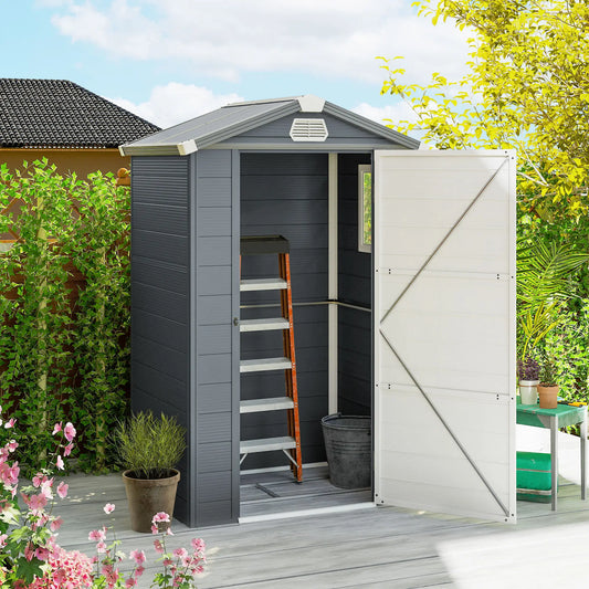 4.4' X 3.3' Plastic Garden Storage Shed, Grey Sheds Grey at Gallery Canada