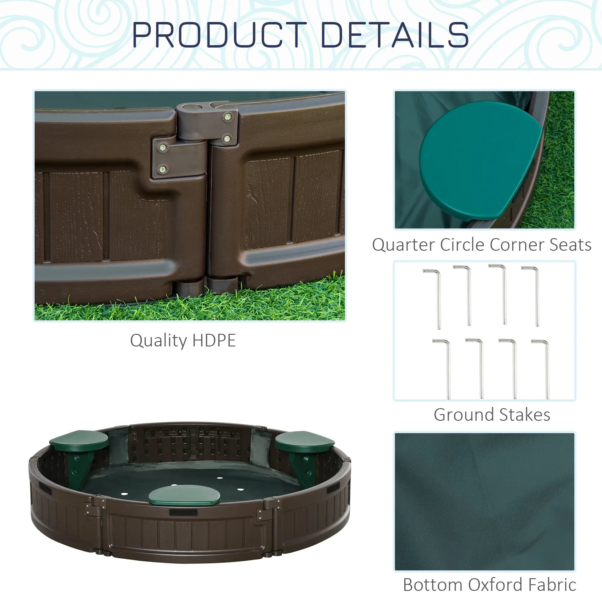 Kids Outdoor Sandbox with Cover, Waterproof Canopy, Fabric Liner, Brown Sandboxes & Accessories at Gallery Canada
