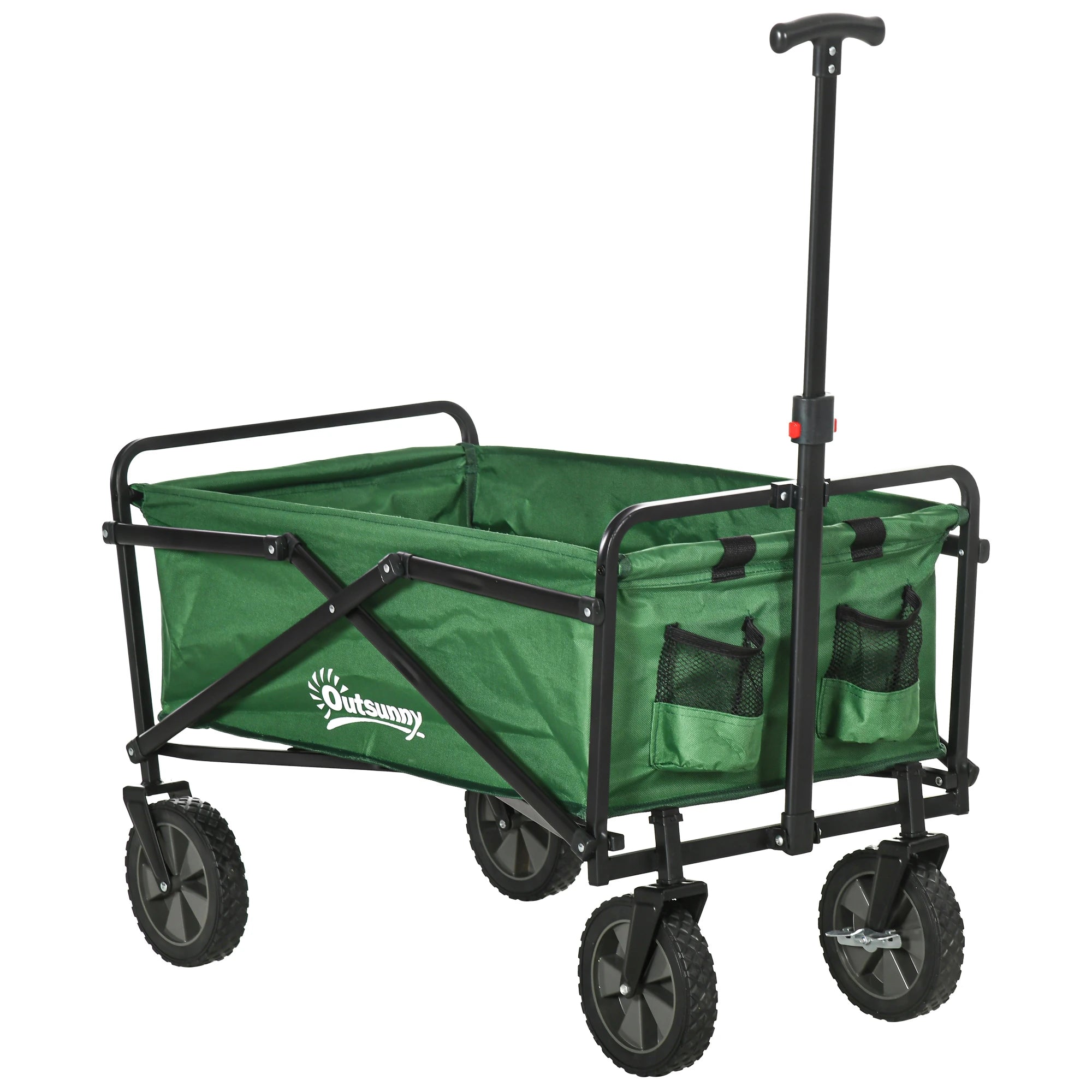 Folding Wagon Cart, Heavy Duty Outdoor Utility, Collapsible Garden Trolley, Steel Frame, Oxford Fabric Folding Garden Carts Dark Green at Gallery Canada