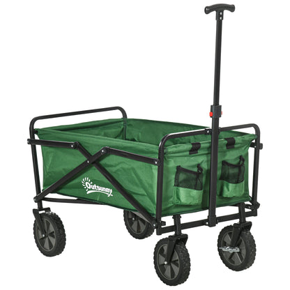 Folding Wagon Cart, Heavy Duty Outdoor Utility, Collapsible Garden Trolley, Steel Frame, Oxford Fabric Folding Garden Carts Dark Green at Gallery Canada