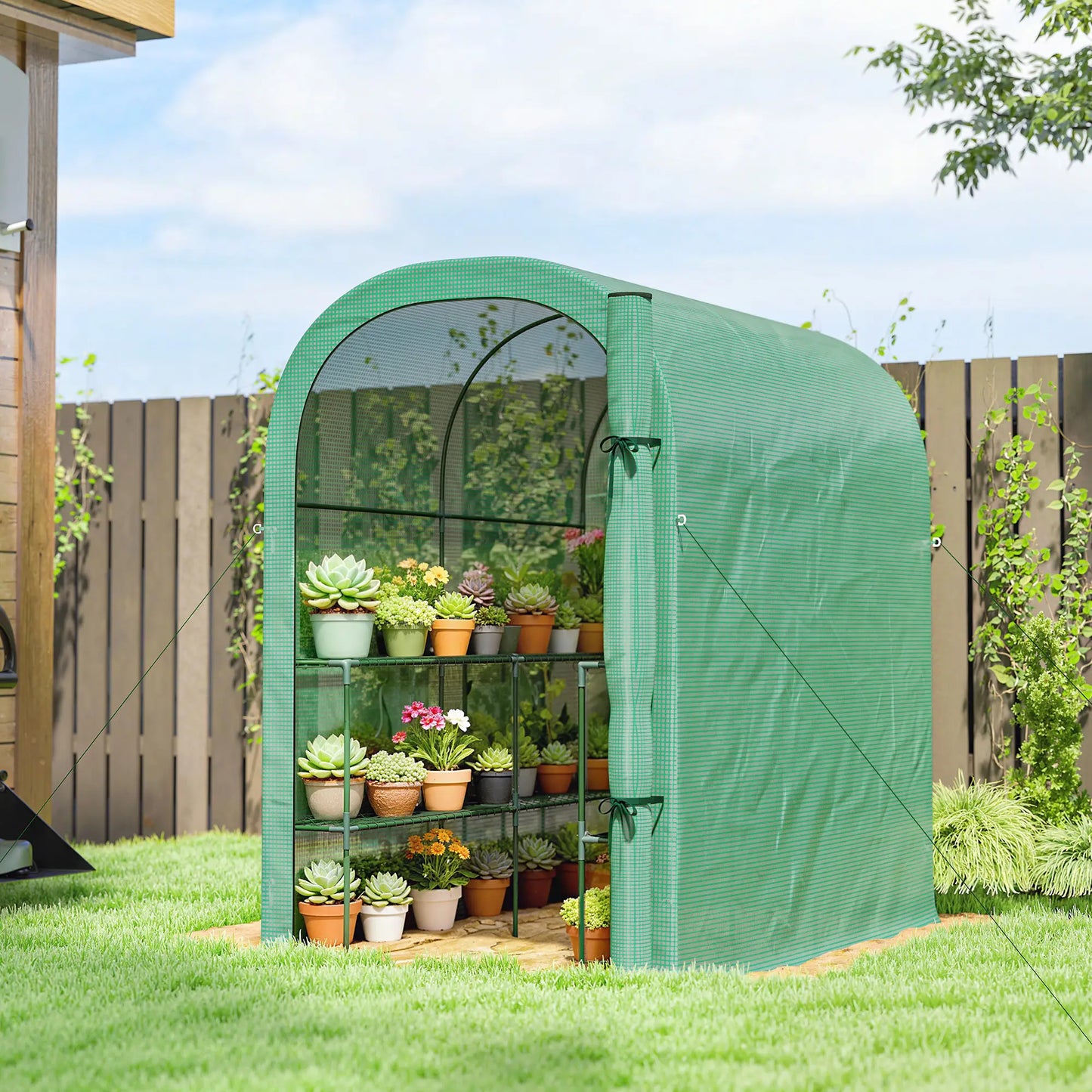 Walk-In Mini Greenhouse With Shelves, Portable Outdoor, 123 x 187 x 189 cm, Green Portable Greenhouses at Gallery Canada