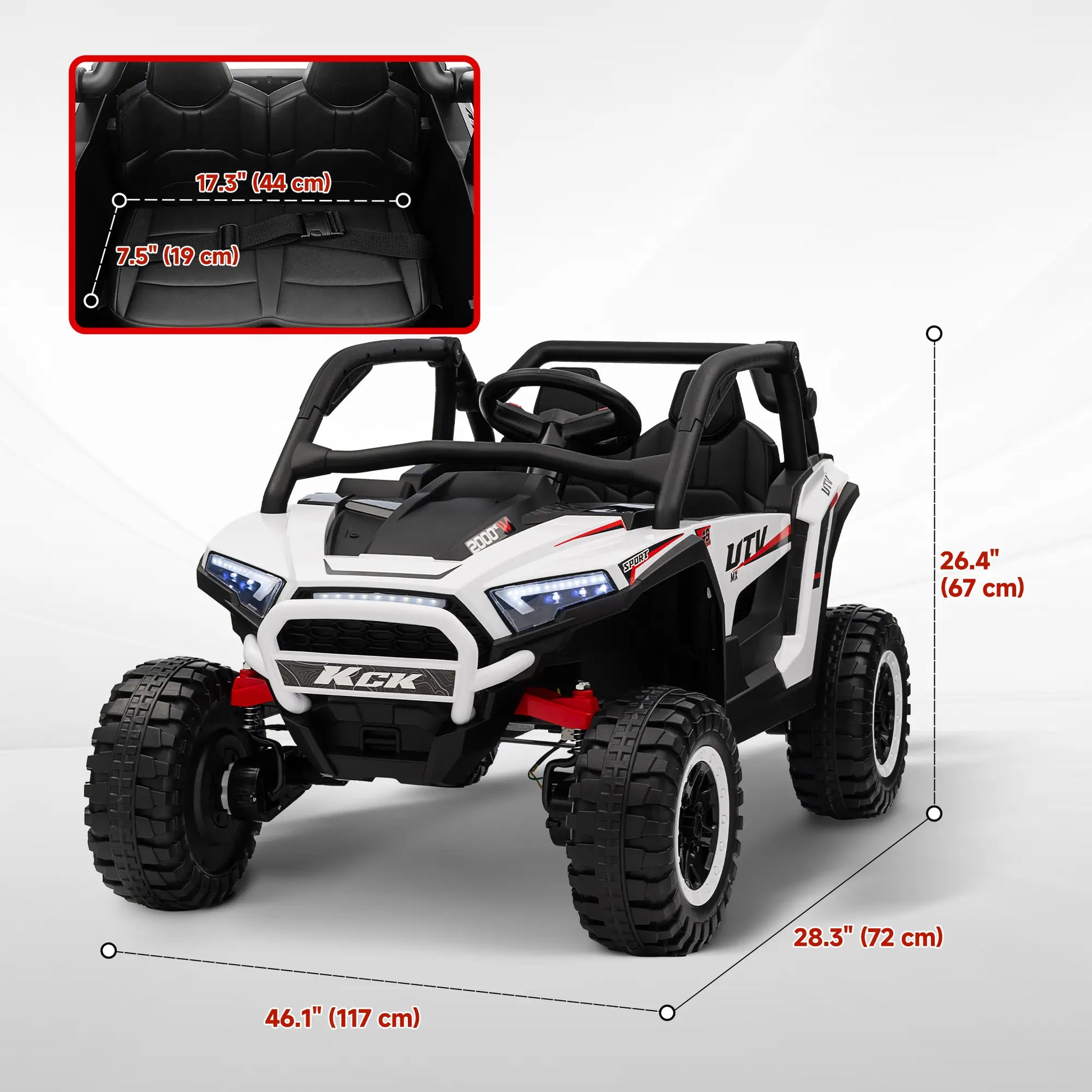 2 Seater 24V 7AH Electric Ride On Truck, White Electric Toy Cars at Gallery Canada