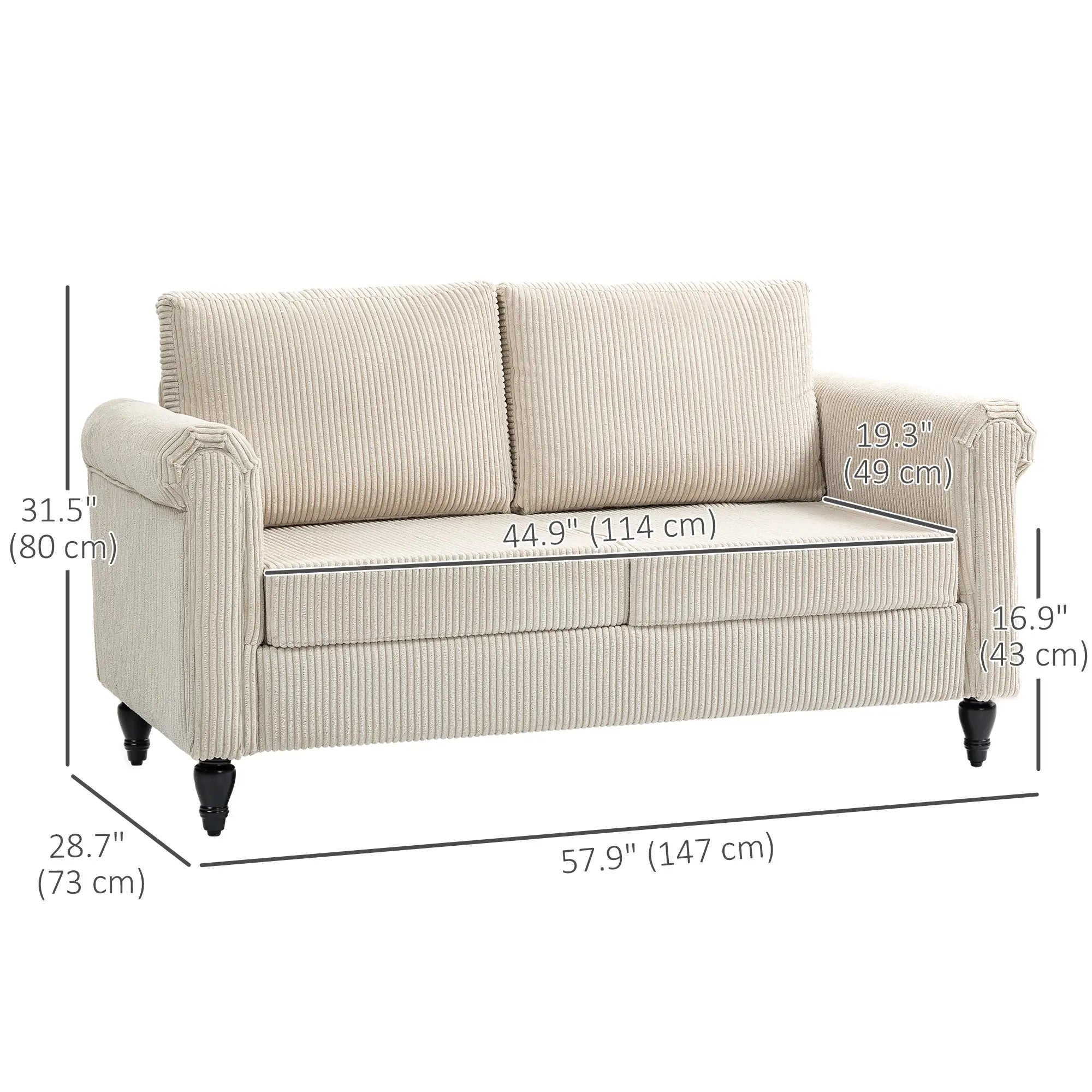 Vintage Loveseat, Upholstered 2 Seater Sofa, Beige 2-Seater Sofas at Gallery Canada