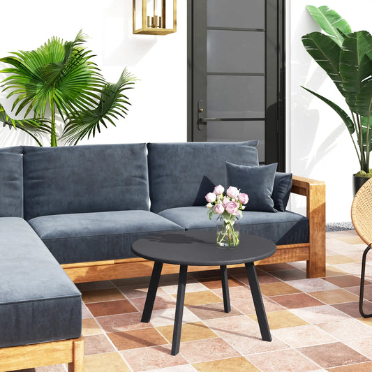 Round Outdoor Side Table, Metal Frame, Non-Slip Foot Pads, Black Patio Side Tables Black at Gallery Canada