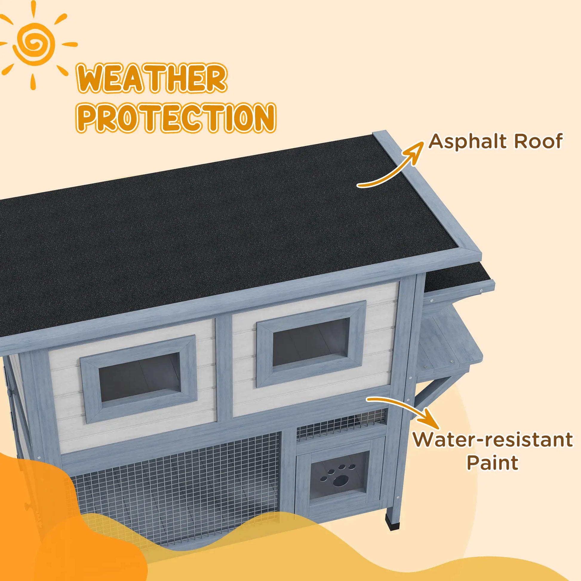 2 Tier Outdoor Cat House, Escape Door, Jump Platform, Light Grey Cat Houses at Gallery Canada