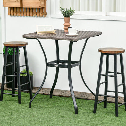 Wicker Dining Table, 34 Inch, Outdoor PE Rattan, Umbrella Hole, Light Grey Patio Side Tables at Gallery Canada