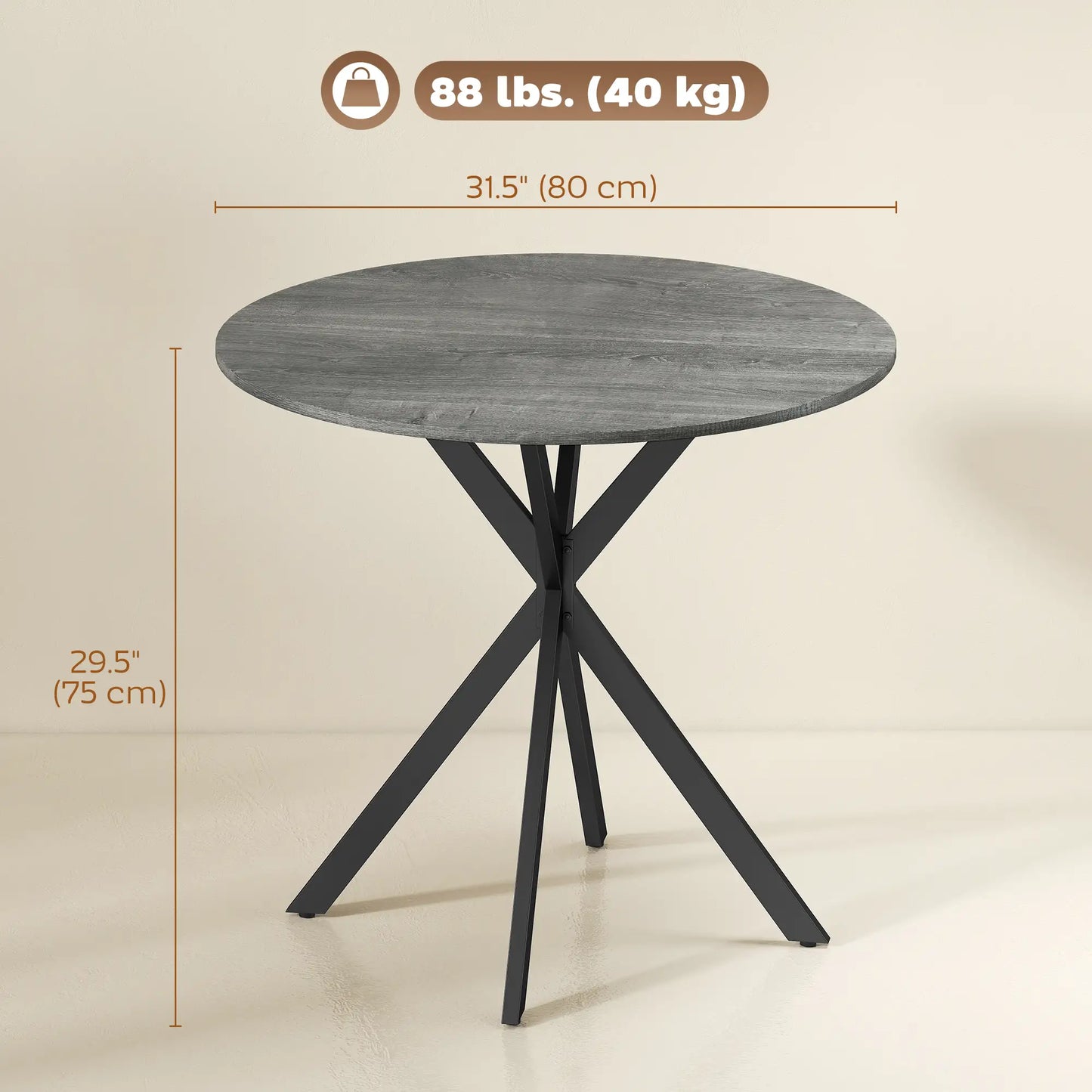 31.5" Industrial Round Dining Table, Distressed Grey Dining Tables at Gallery Canada