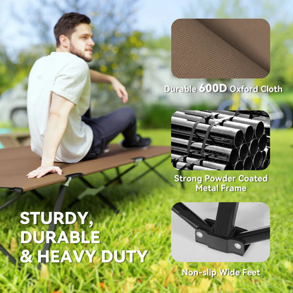76" Two Person Folding Camping Cot, Portable Military Bed, Khaki Camping Cots at Gallery Canada