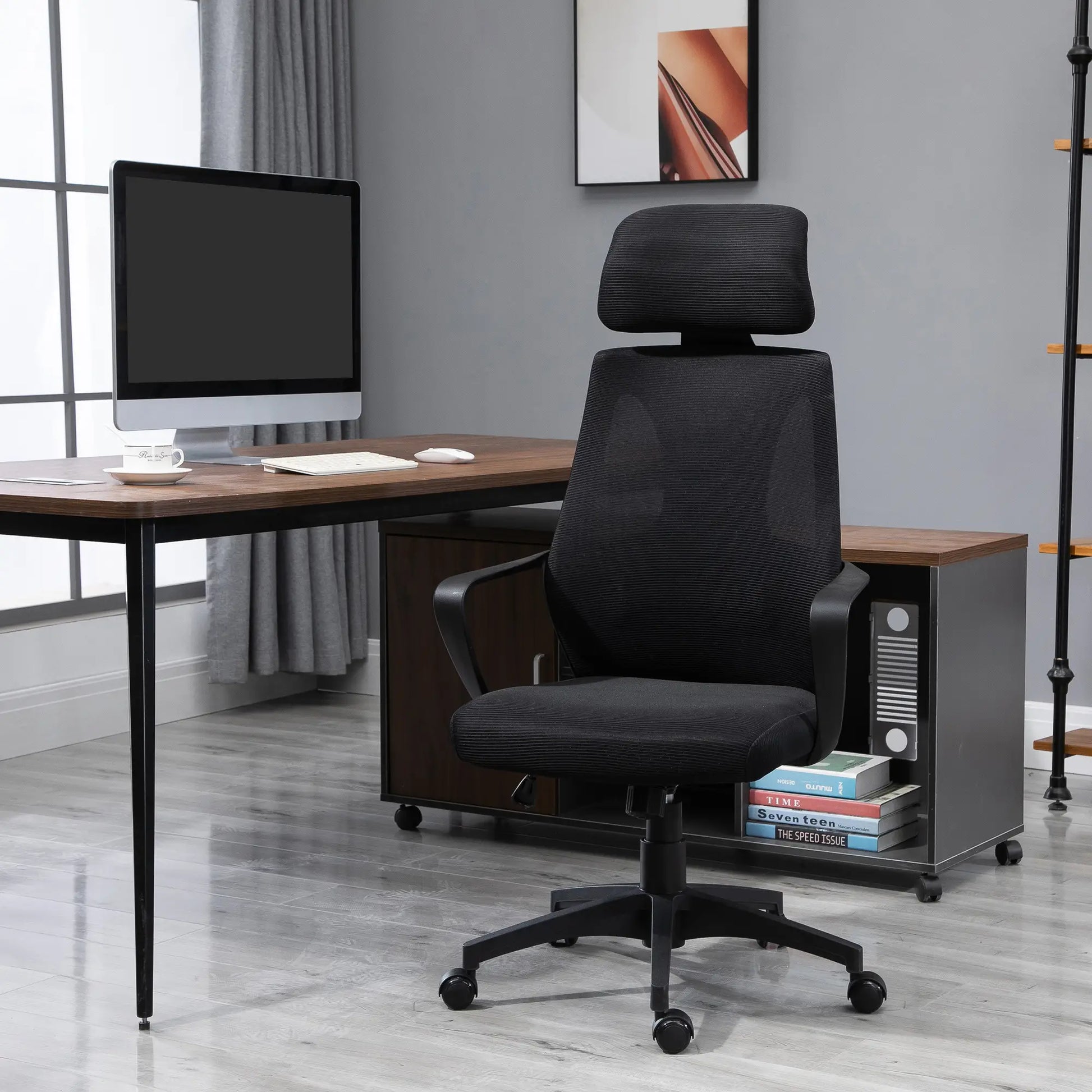 Mesh Office Chair, Adjustable Headrest, Ergonomic Desk Chair, Black Task Chairs at Gallery Canada