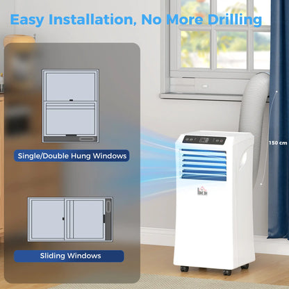 8000BTU Portable Air Conditioner, Cooling Dehumidifier, 2 Speed Fans, 24H Timer, White Air Conditioner at Gallery Canada