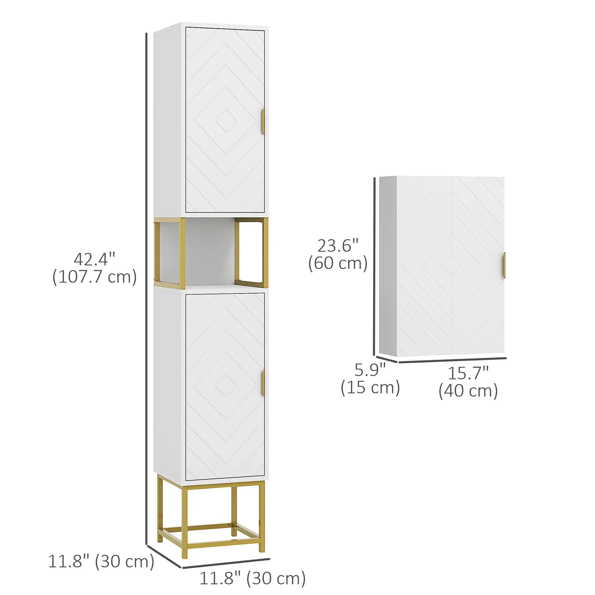2-Piece Bathroom Cabinet Set, Adjustable Shelves, White Bathroom Cabinets at Gallery Canada