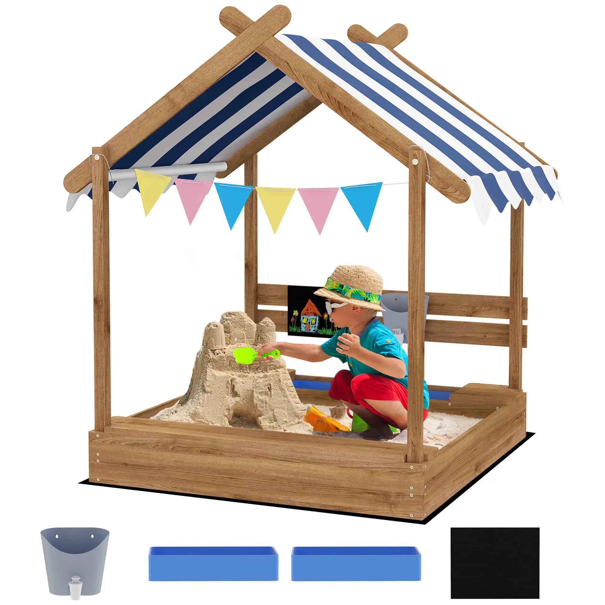 Wooden Sandbox with Cover, 3-7 Years, Backyard, Brown Sandboxes & Accessories at Gallery Canada