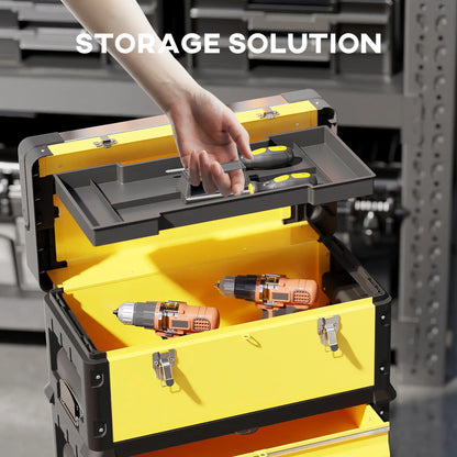 3-in-1 Tool Box with Wheels, Stackable, Modular Steel Toolbox, Yellow Tool Organizers at Gallery Canada