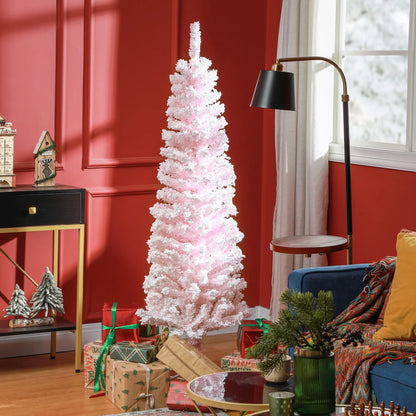 5ft Flocked Pencil Christmas Tree, Realistic Branch Tips, Pink Pencil Christmas Trees at Gallery Canada