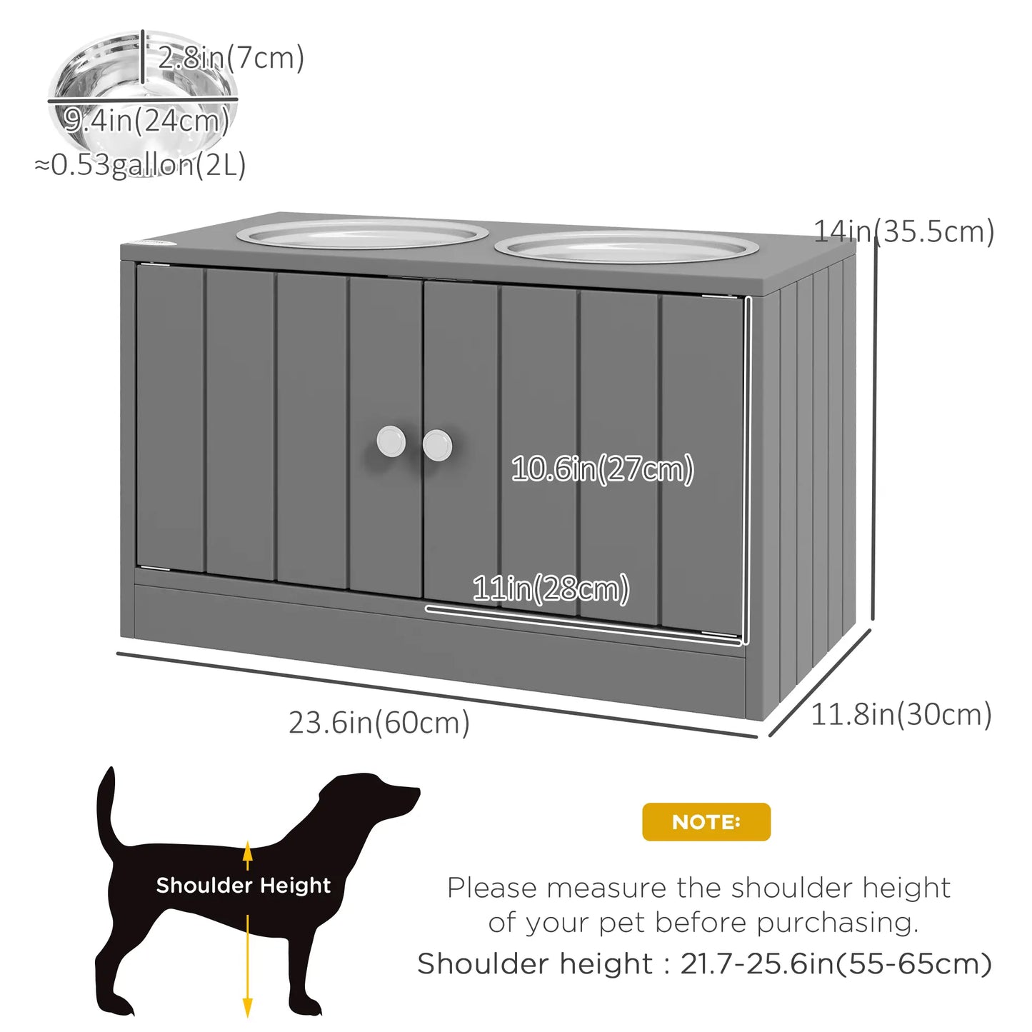 Elevated Dog Bowls for Large Dogs, 2 Stainless Steel Bowls, Grey Dog Bowls at Gallery Canada