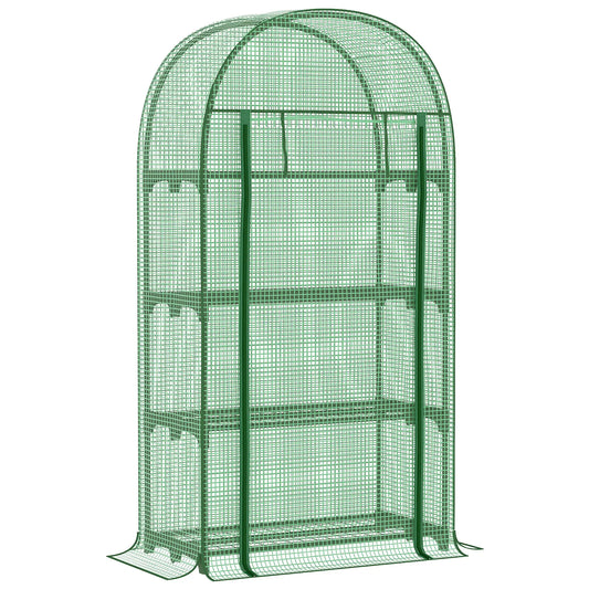 Portable Mini Greenhouse, Zippered Door, PE Cover, 31.5" x 19.3" x 63", Green Mini Greenhouses Green at Gallery Canada