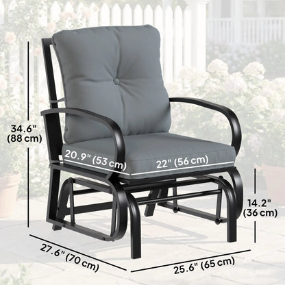 Patio Glider Chair With Cushions, Steel Frame, Curved Armrests, Light Grey Outdoor Gliders at Gallery Canada