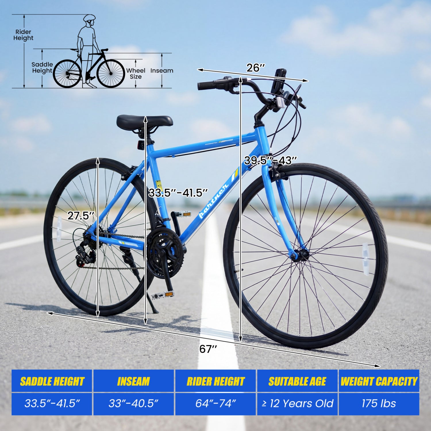 700C Hybrid Bike, 18-Speed Shimano Drivetrain, Phone Holder, Blue Kids Bike at Gallery Canada