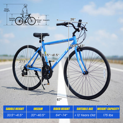 700C Hybrid Bike, 18-Speed Shimano Drivetrain, Phone Holder, Blue Kids Bike at Gallery Canada