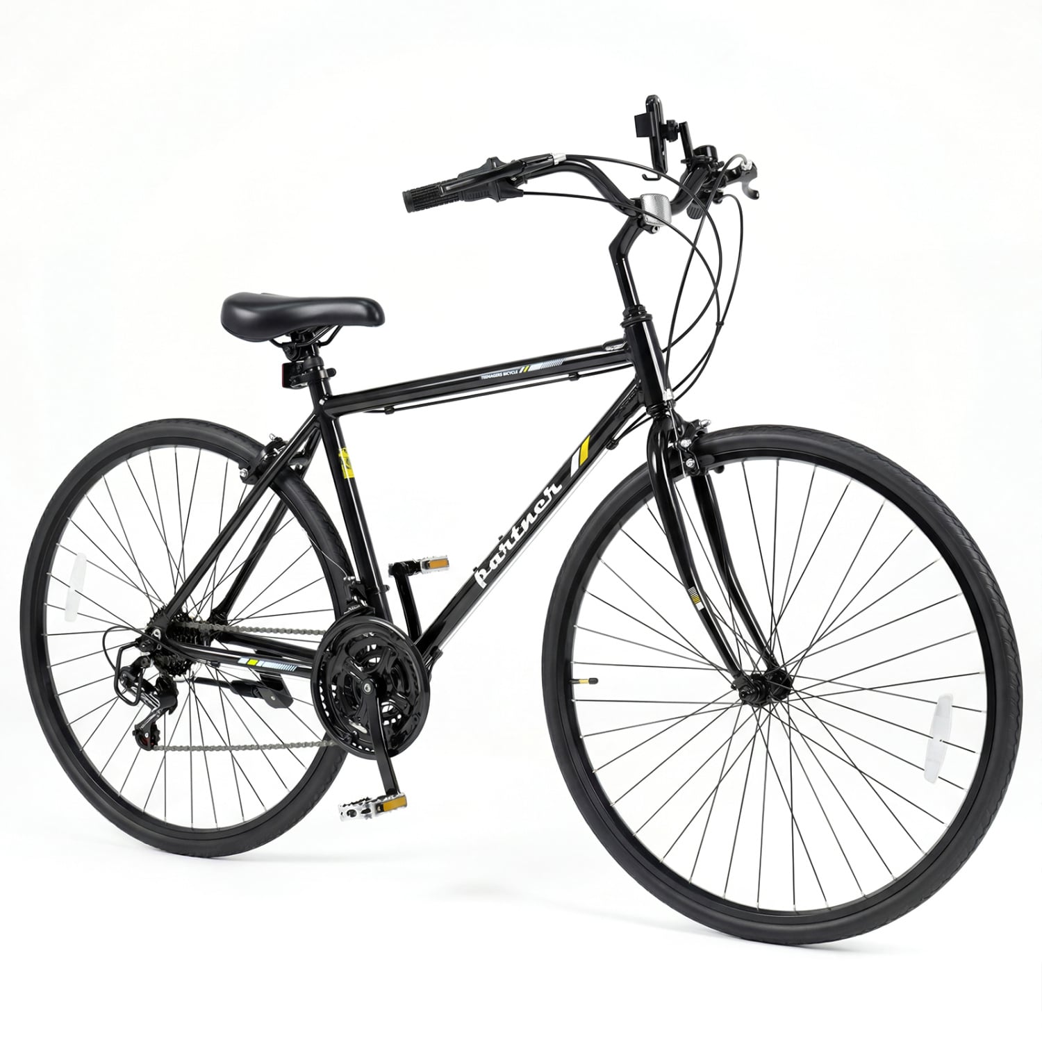 700C Hybrid Bike, 18-Speed Shimano Drivetrain, Phone Holder, Black Kids Bike Black at Gallery Canada