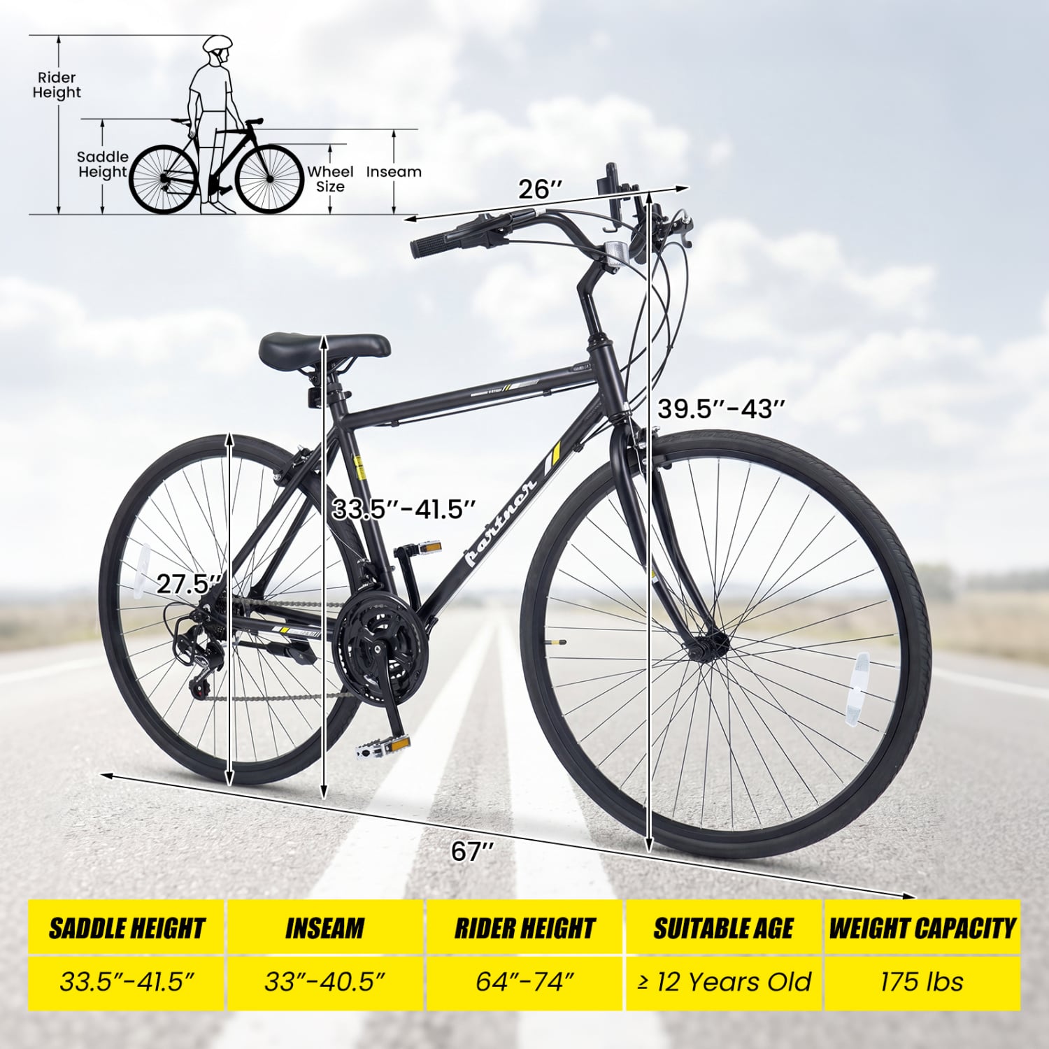 700C Hybrid Bike, 18-Speed Shimano Drivetrain, Phone Holder, Black Kids Bike at Gallery Canada