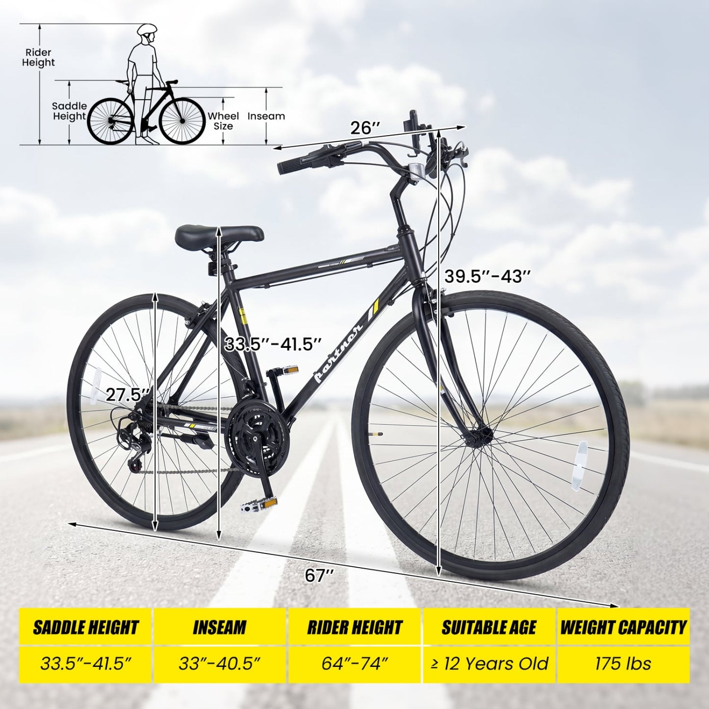700C Hybrid Bike, 18-Speed Shimano Drivetrain, Phone Holder, Black Kids Bike at Gallery Canada