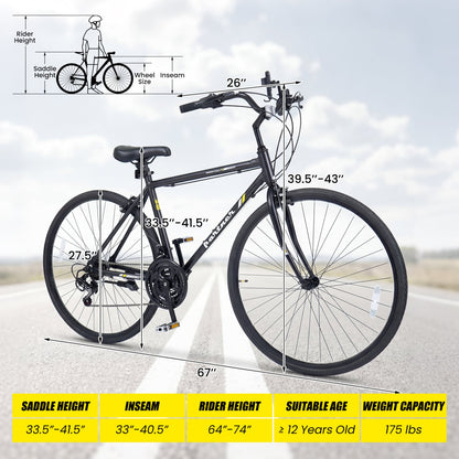 700C Hybrid Bike, 18-Speed Shimano Drivetrain, Phone Holder, Black Kids Bike at Gallery Canada
