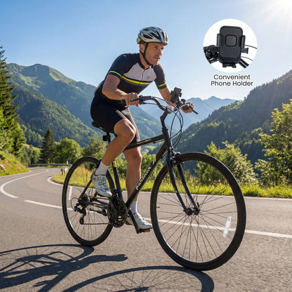 700C Hybrid Bike, 18-Speed Shimano Drivetrain, Phone Holder, Black Kids Bike at Gallery Canada