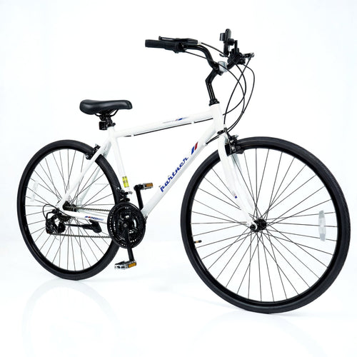 700C Adult Hybrid Bike, 18-Speed Shimano, White