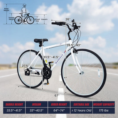 700C Adult Hybrid Bike, 18-Speed Shimano, White Kids Bike at Gallery Canada