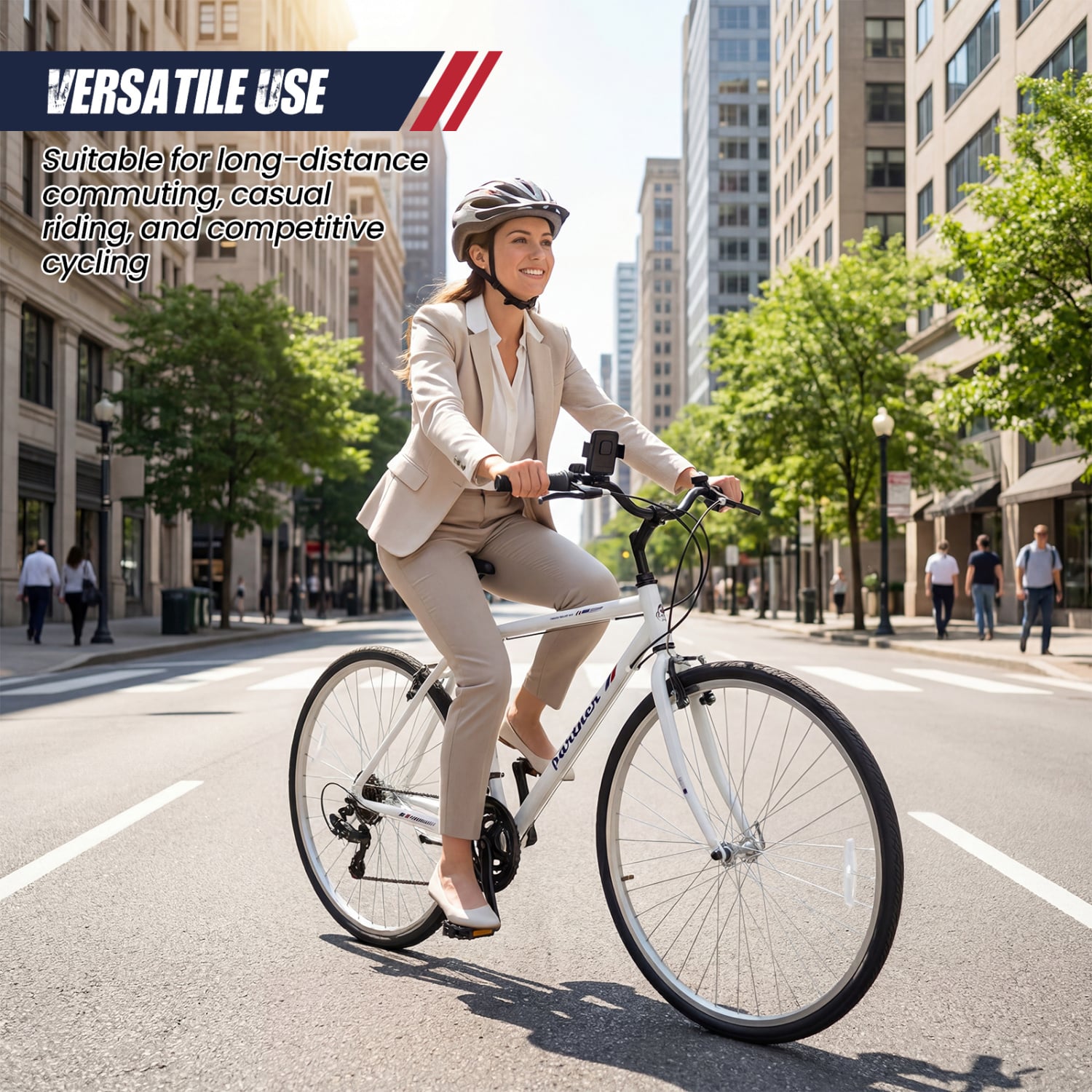 700C Adult Hybrid Bike, 18-Speed Shimano, White Kids Bike at Gallery Canada