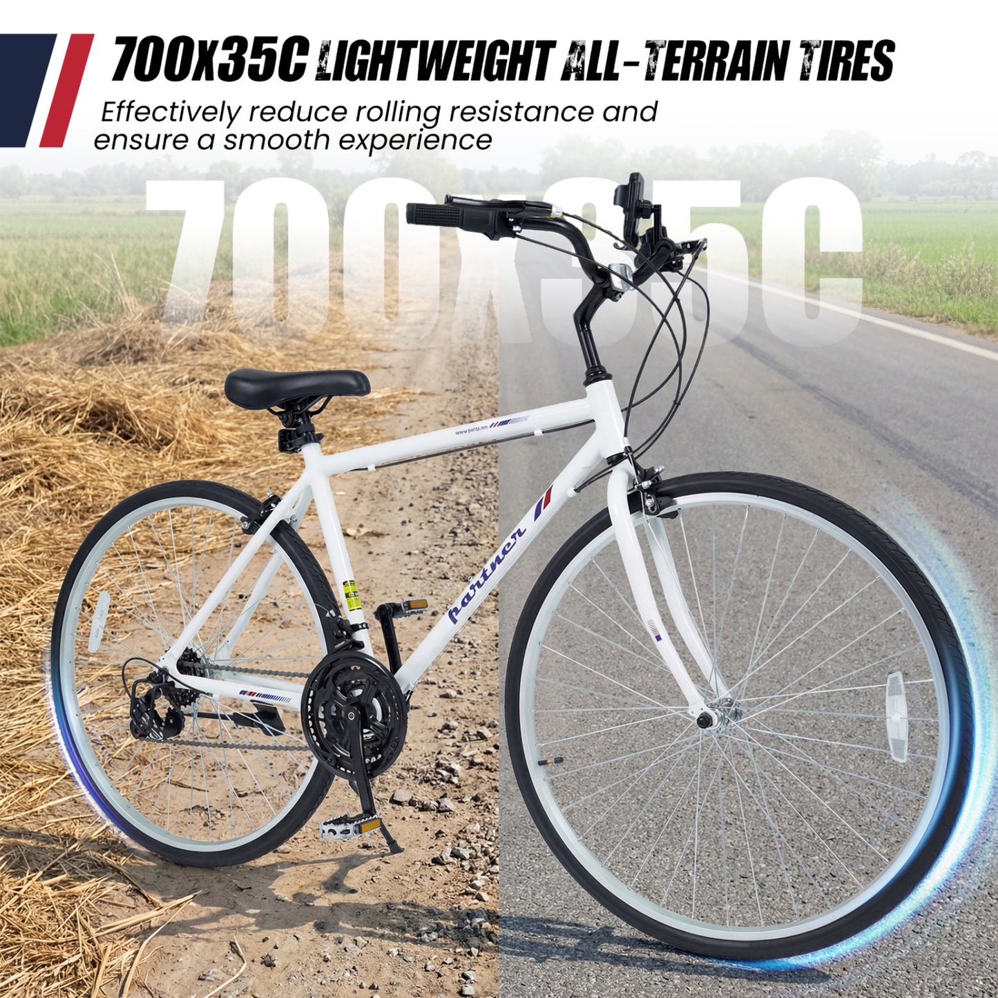 700C Adult Hybrid Bike, 18-Speed Shimano, White Kids Bike at Gallery Canada