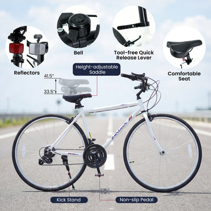 700C Adult Hybrid Bike, 18-Speed Shimano, White Kids Bike at Gallery Canada