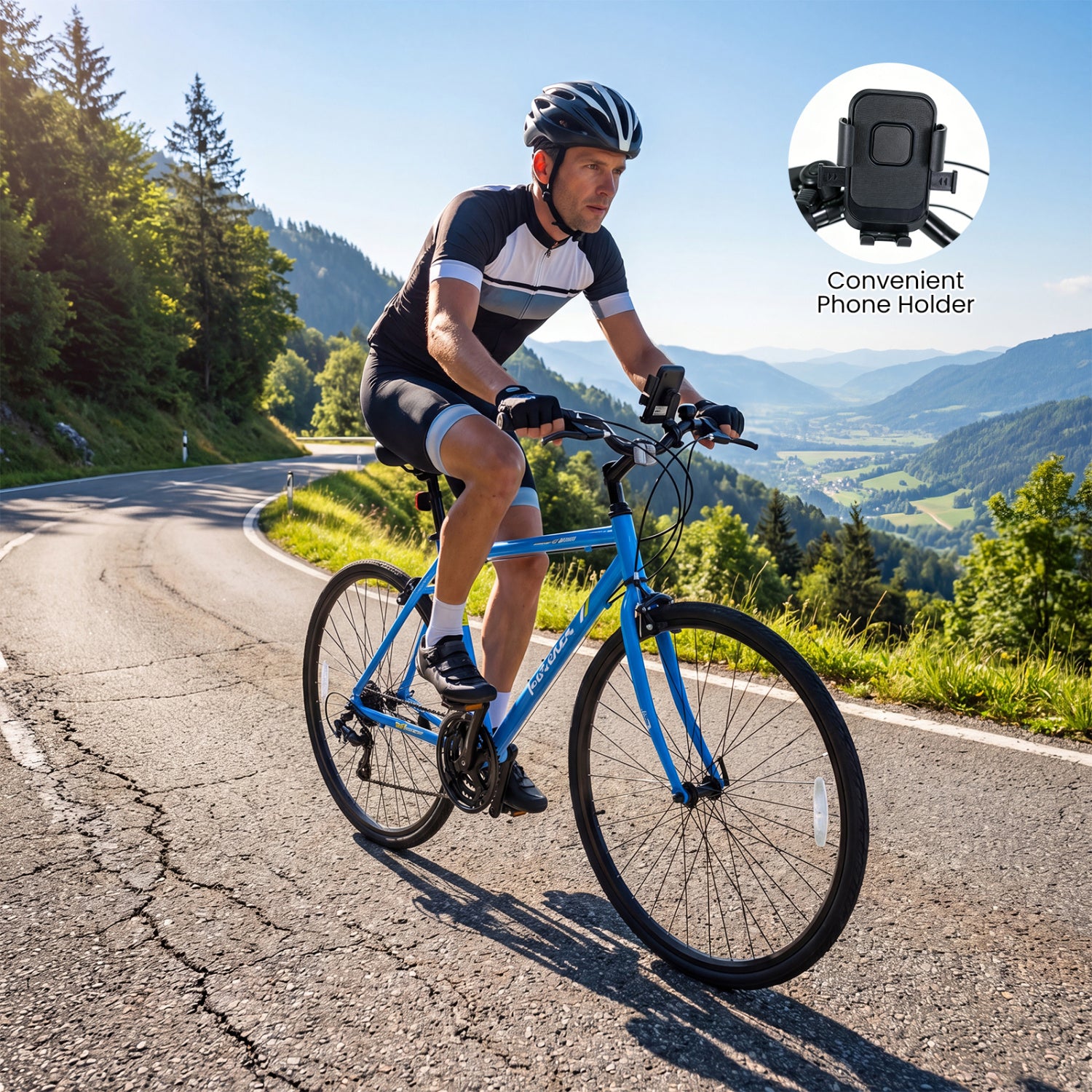 700C Hybrid Bike, 18-Speed Shimano Drivetrain, Phone Holder, Blue Kids Bike at Gallery Canada