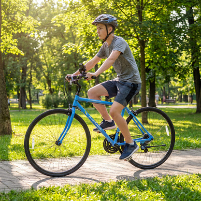 700C Hybrid Bike, 18-Speed Shimano Drivetrain, Phone Holder, Blue Kids Bike at Gallery Canada