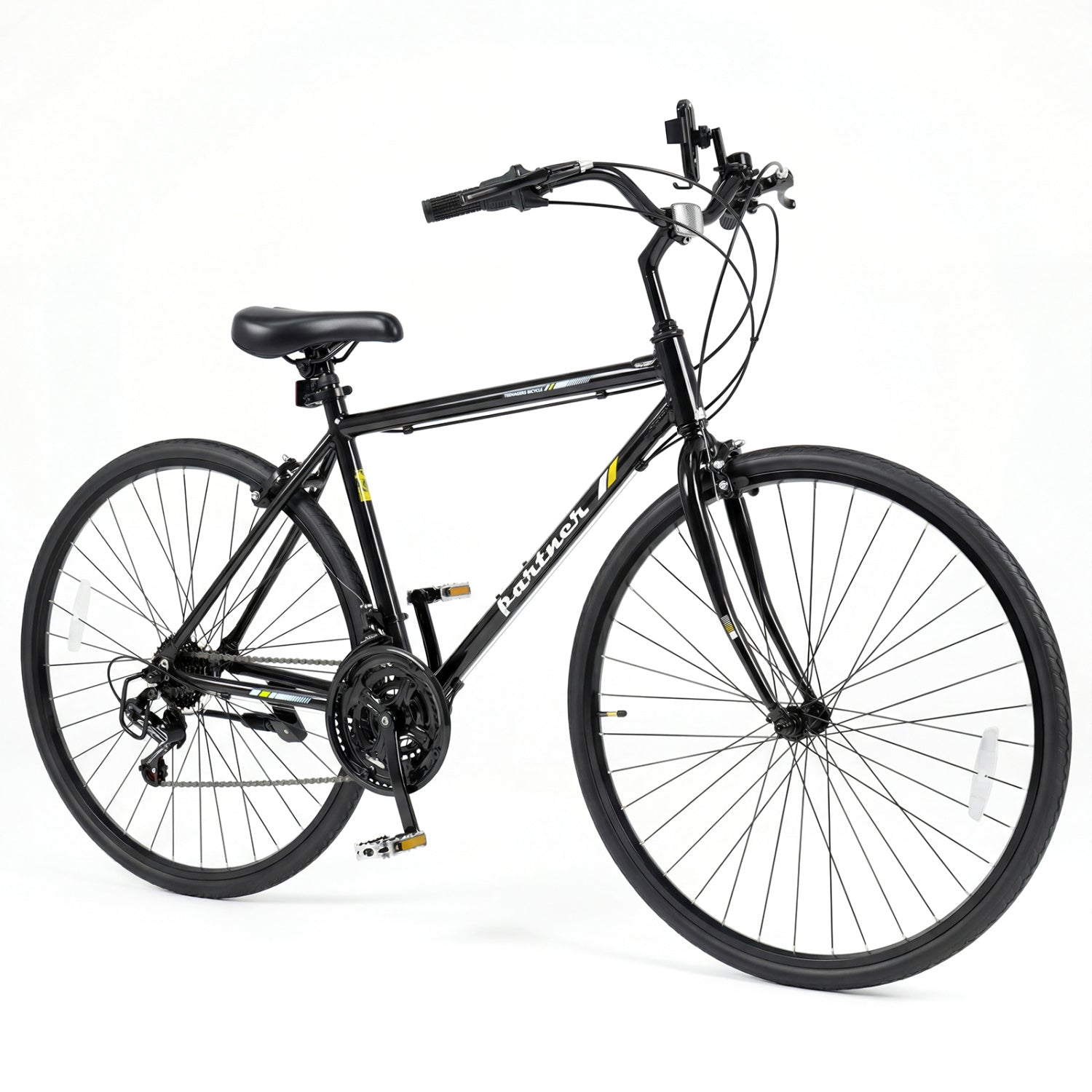 700C Hybrid Bike, 18-Speed Shimano Drivetrain, Phone Holder, Black Kids Bike at Gallery Canada