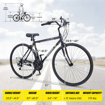 700C Hybrid Bike, 18-Speed Shimano Drivetrain, Phone Holder, Black Kids Bike at Gallery Canada