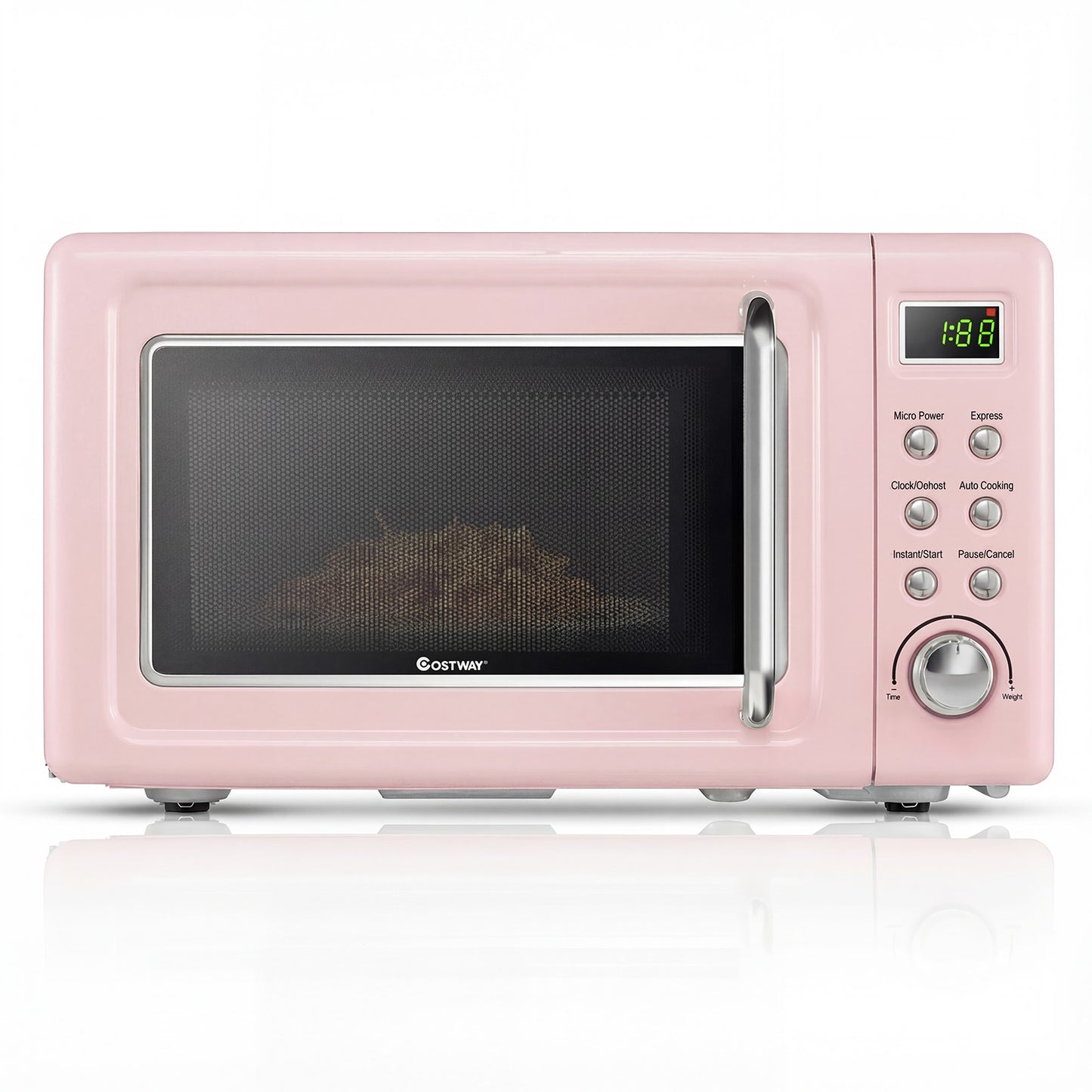 700W Retro Countertop Microwave Oven with 5 Micro Power and Auto Cooking Function, Pink Toaster Ovens at Gallery Canada