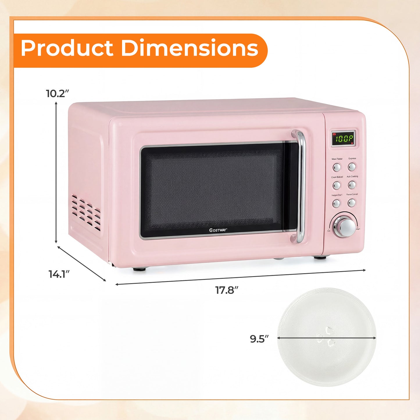 700W Retro Countertop Microwave Oven with 5 Micro Power and Auto Cooking Function, Pink Toaster Ovens at Gallery Canada
