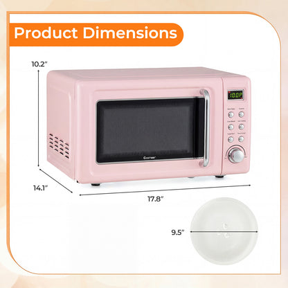 700W Retro Countertop Microwave Oven with 5 Micro Power and Auto Cooking Function, Pink Toaster Ovens at Gallery Canada