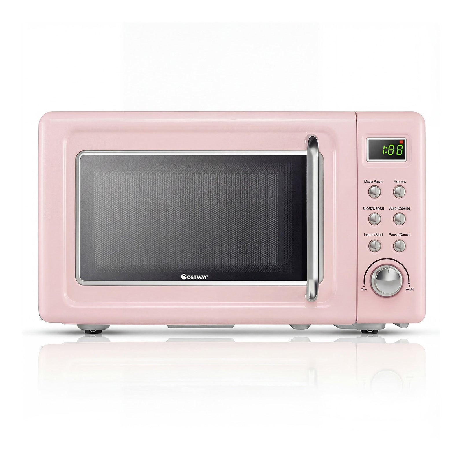 700W Retro Countertop Microwave Oven with 5 Micro Power and Auto Cooking Function, Pink Toaster Ovens at Gallery Canada