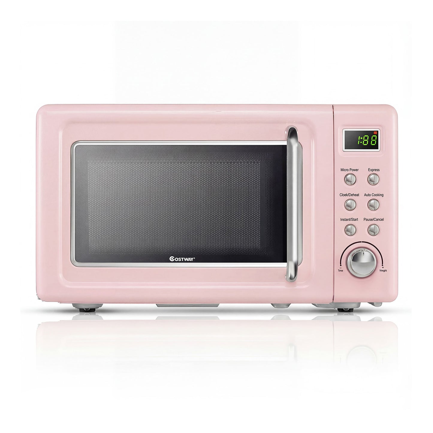 700W Retro Countertop Microwave Oven with 5 Micro Power and Auto Cooking Function, Pink Toaster Ovens at Gallery Canada